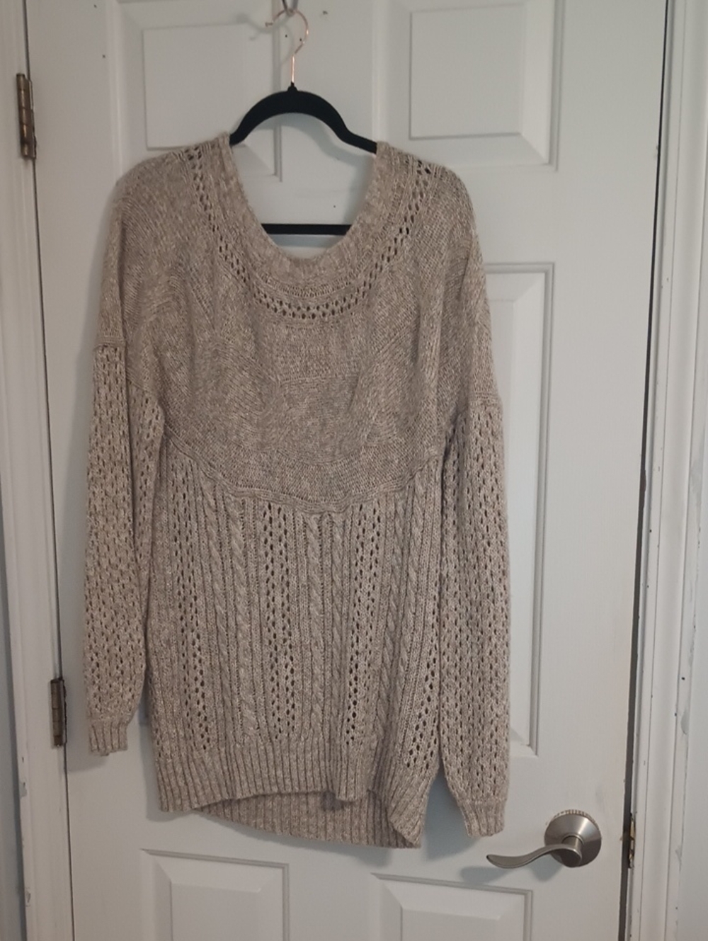 Maurices Open-Stitch Scoop Neck Sweater in Beige Taupe
